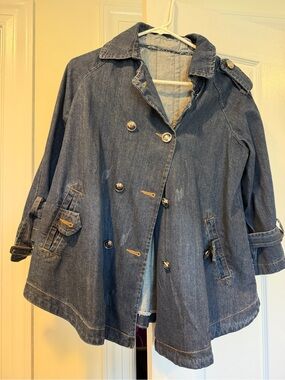 Women’s Denim Trench Coat Jacket - Blue